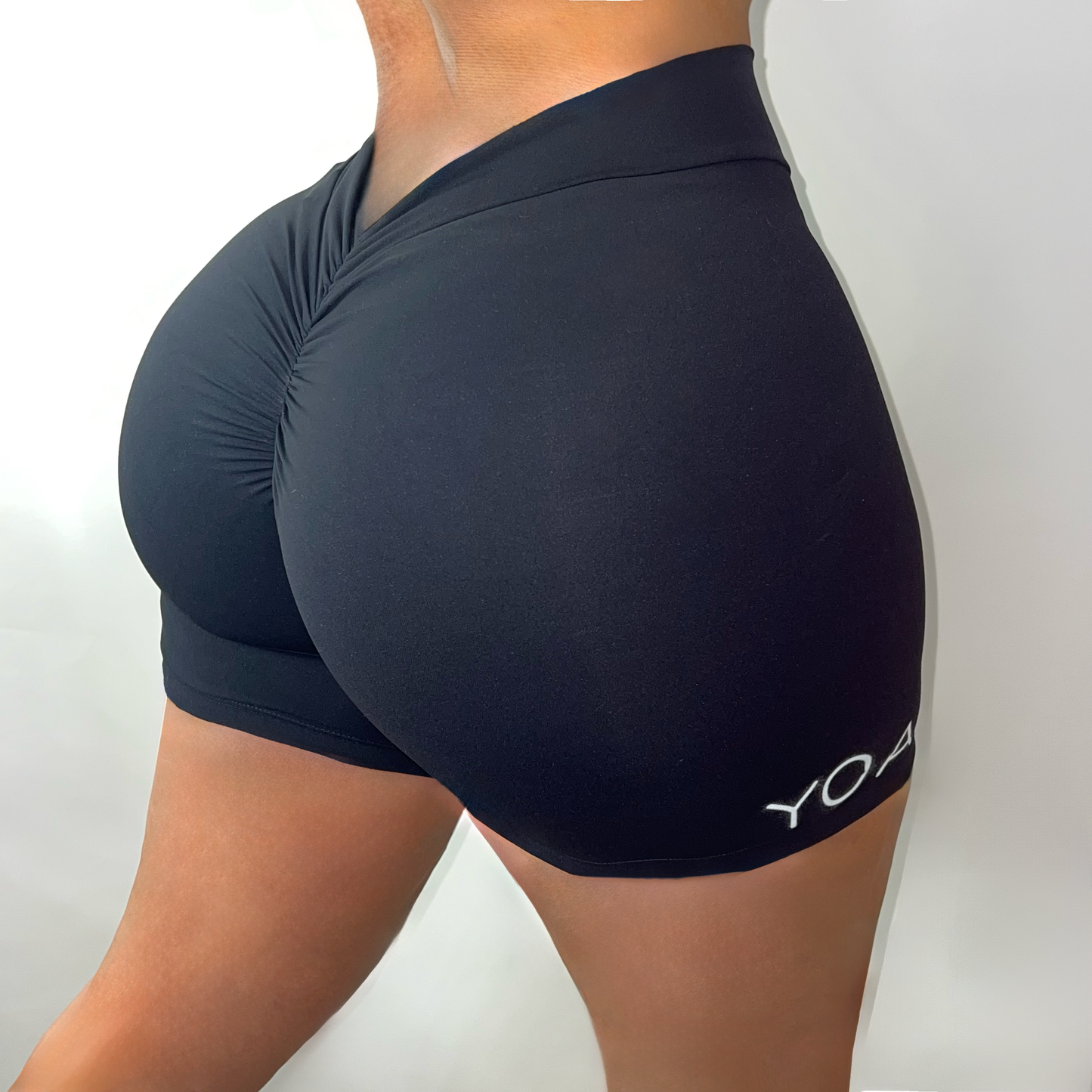 V-Sculpt Black Scrunch Shorts